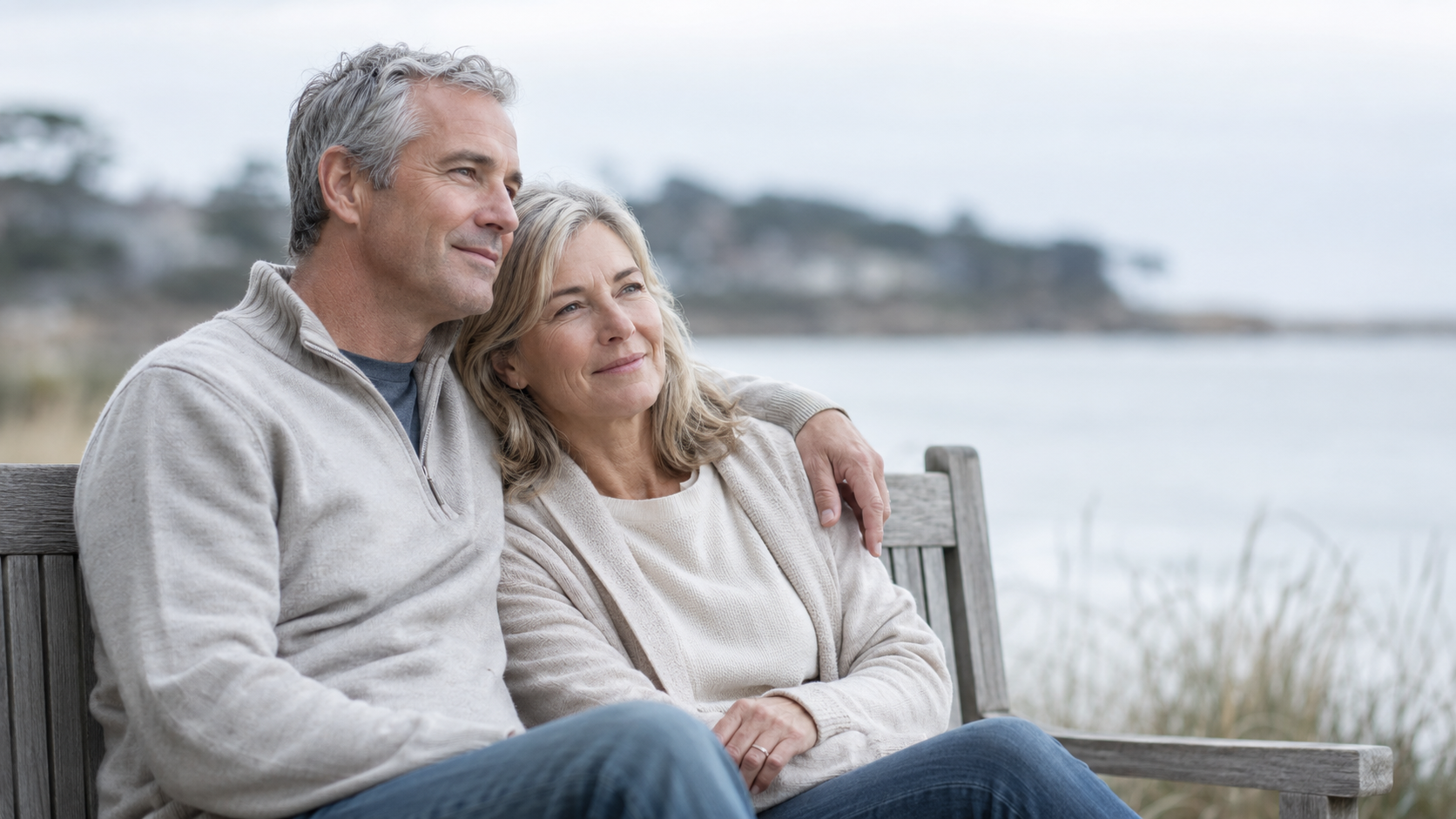Long-term couple sharing a calm connected moment together